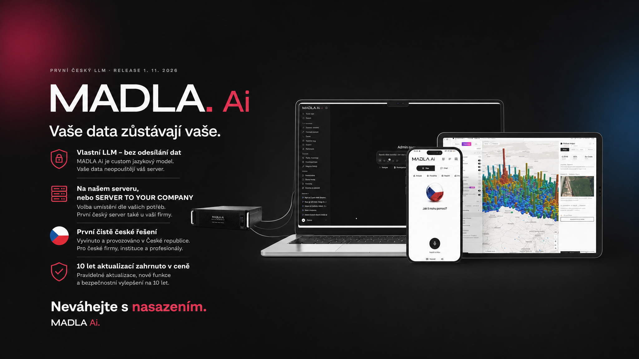 MADLA Ai — vlastní LLM, server u nás nebo u vás, 10 let aktualizací v ceně