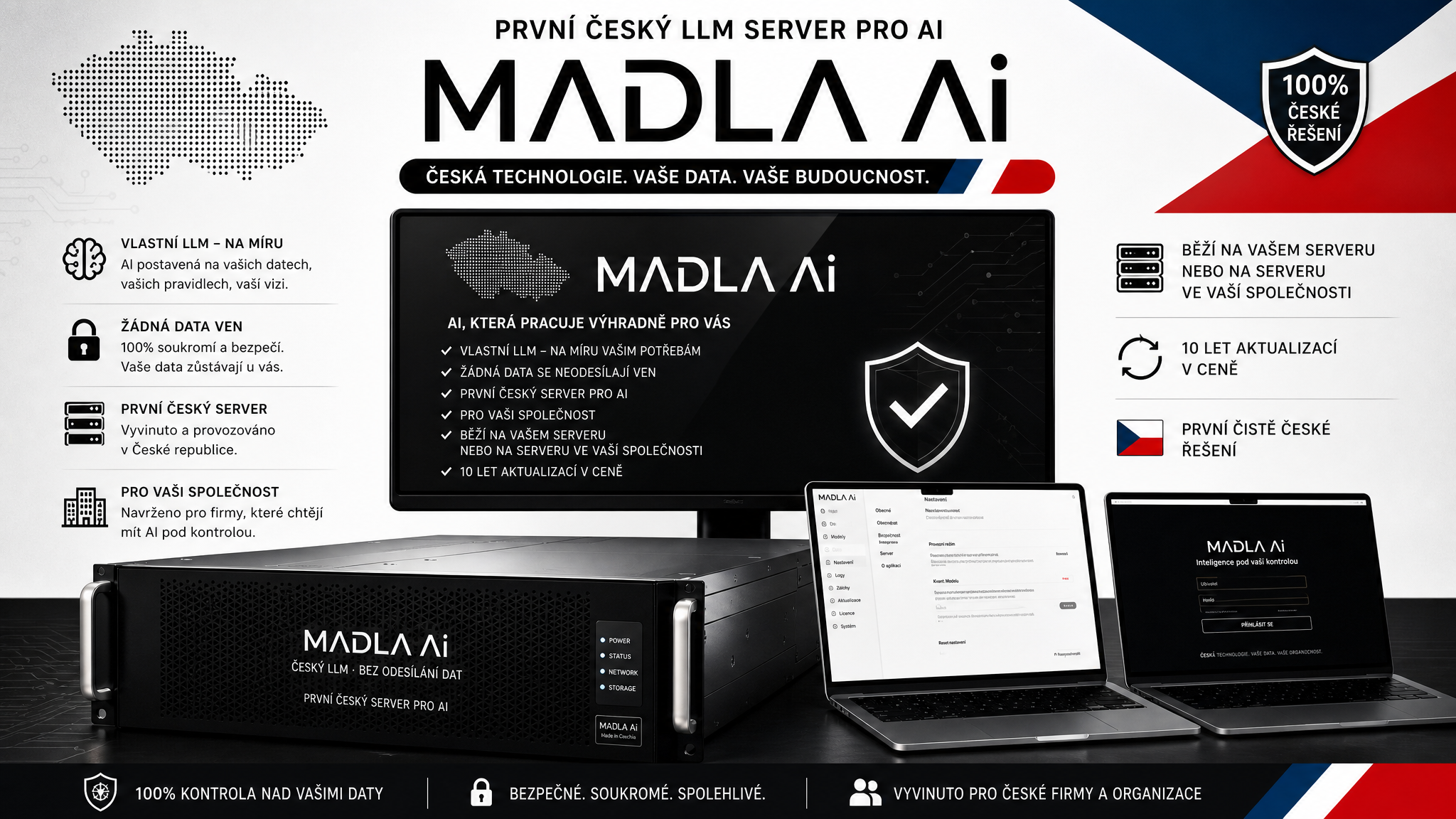 MADLA Ai server — LLM u vás nebo u nás, data neodejdou